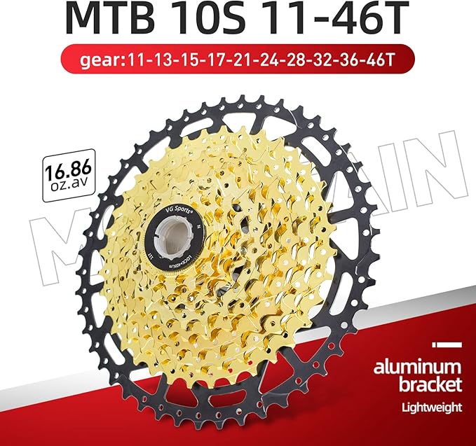 VG SPORTS 8/9/10/11/12 Speed Ultra-Light Bike Cassette for Mountain Bike 11-40T/11-42T/11-46T/11-50T/11-52T MTB Cassette Lightweight Aluminum Bracket Cassette