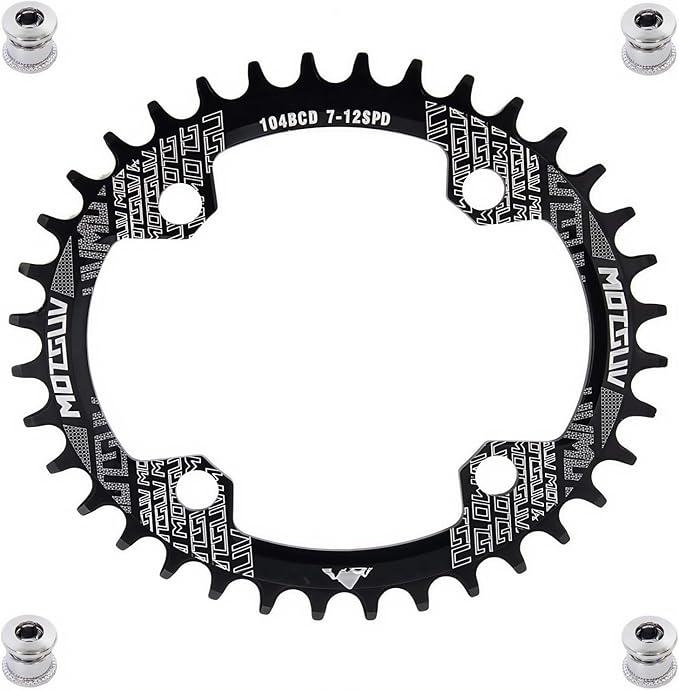 YBEKI Pro-Grade 104BCD Chainring (30-52T) CNC 7075-T6 Aluminum Narrow-Wide MTB/Road Round Oval Bike Chainwheel | Shimano/SRAM 8-11 Speed Compatible | 573MPa Strength(Black/Red/Blue)