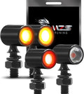 MZS Motorcycle LED Turn Signals, Front Light Amber+Amber and Rear Red Mini Brake Tail Light Blinkers, Minimalist Design, Universal 6mm Screw Compatible with Most Family Motorcycles