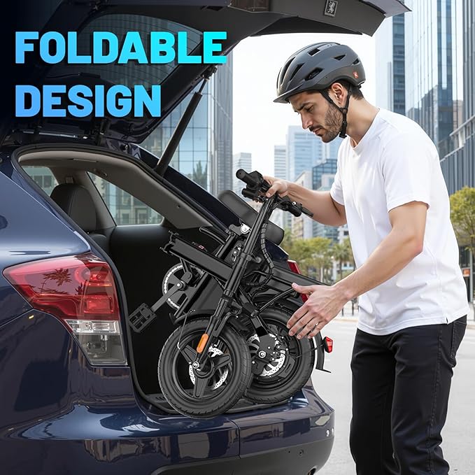 Folding Electric Bike for Adults and Teens, 14" Foldable E-Bike with 500W Motor, Commuter Mini Ebike with 48V Removable Battery UL 2849 Certified, Electric Bicycle with 20 Miles PAS Range