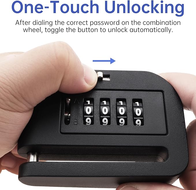Windance Portable Aluminum Alloy Passcode Rotor Lock 4 Digit Coded Security Anti Theft Disc Brake Lock for Motorcycle Scooter Dirt Pit Bike E-Bike Bicycle