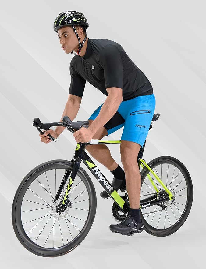 Nepest Mens Mountain Bike Shorts 3D Padded MTB Bicycle Riding Cycling Short Padding Liner Baggy Quick Dry,Zip Pockets