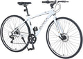 7 Speed Hybrid Bike Aluminum Alloy Frame Double Disc Brakes 700C Road Bike for Men Women's City Bicycle