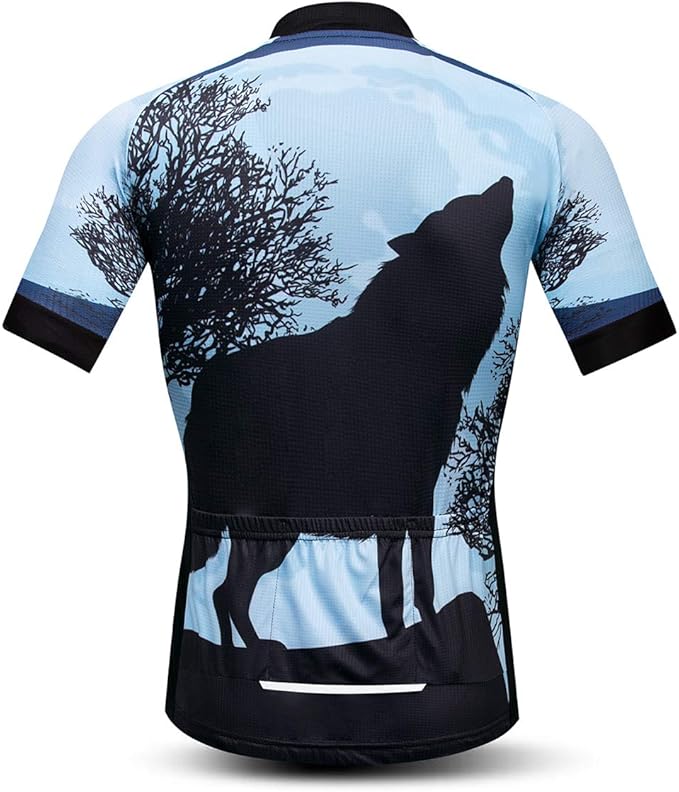 Men's Cycling Jerseys Wolf Print Bicycle Shirts Summer Road Bike Clothes Quick Dry Breathable