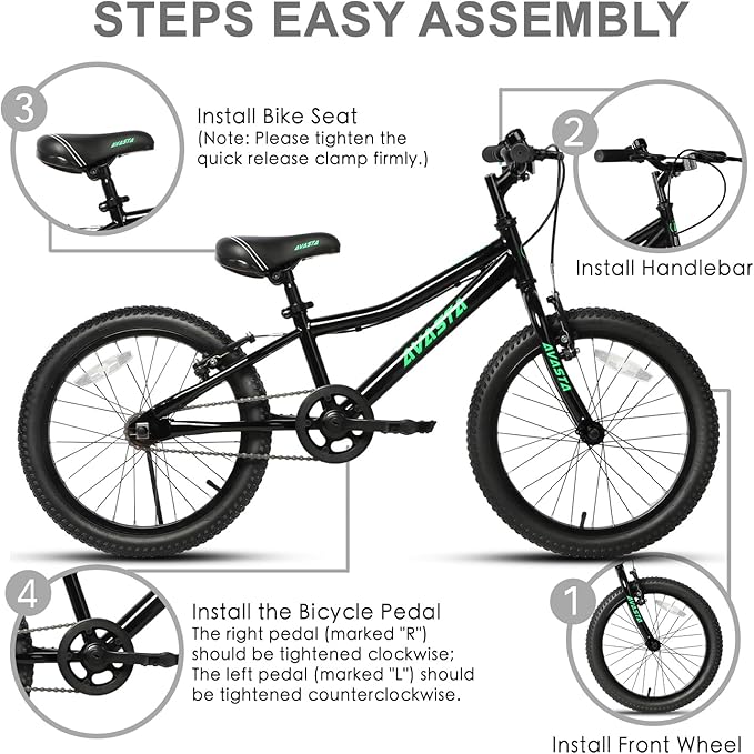 AVASTA Bilbo 18 20 24 Inch Kids Bike for Boys Girls 5-14 Years Old, Retro Style High Carbon Steel Bicycle with Adjustable Handlebars and Seat, Dual V-Brakes, Kickstand, Multiple Colors