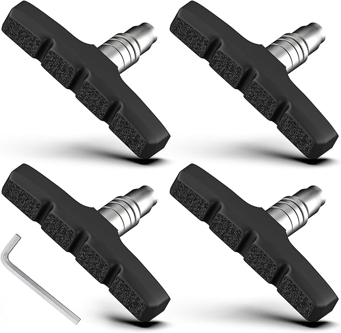Bike Brake Pads, 70mm Universal V Brake Pads, 4PCS Mountain Bike Brake Pads Set with Allen Wrench, Compatible with Cruiser Road BMX Hybrid Folding Bikes, Bicycle Brakes Replacement
