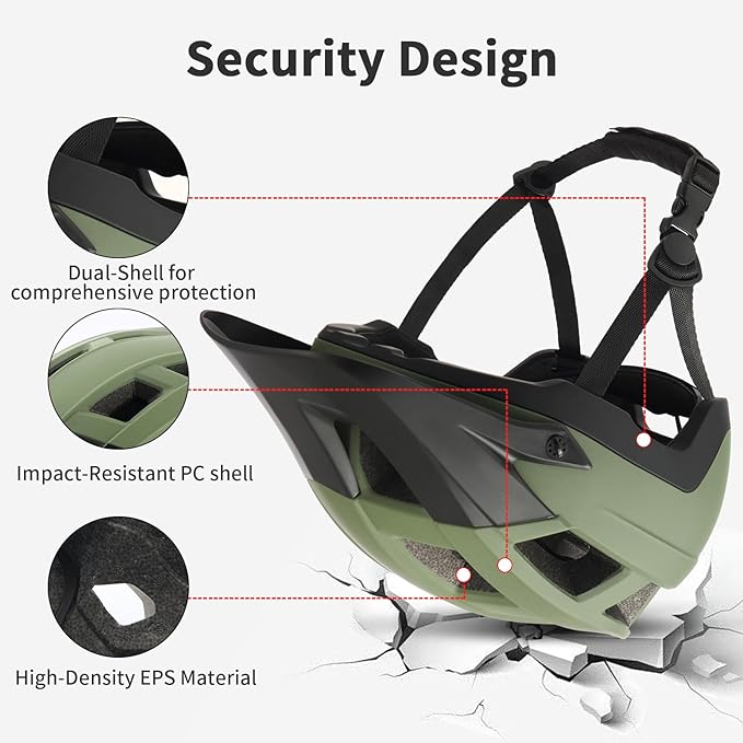 Mountain Bike Helmet for Adults - Dual Shell Lightweight MTB Bicycle Helmet Adjustable for Adults Men Women Youth