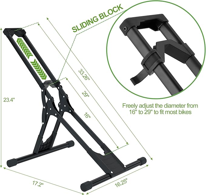 RELIANCER Adjustable Bike Storage Stand,Bicycle Floor Parking Rack,Steady Bike Wheel Holder Fit All Mountain & Road Bikes,Indoor Outdoor Cycling Storage Organizer,Apartment Garage Cycle Tires Holder