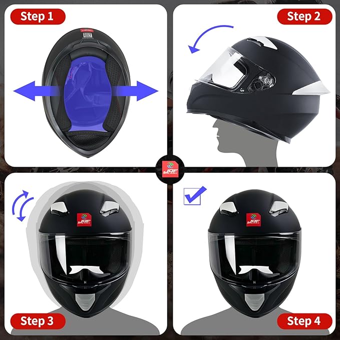 Full Face Motorcycle Helmet WS-607 DOT Approved Motorbike Racing Street Bike Helmets for Adults with Visor