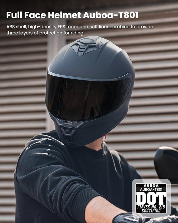 Motorcycle Helmets for Adult Men Women, Full Face Lightweight Street Bike Racing DOT Helmet with Extra Clear Visor Model AU-T801