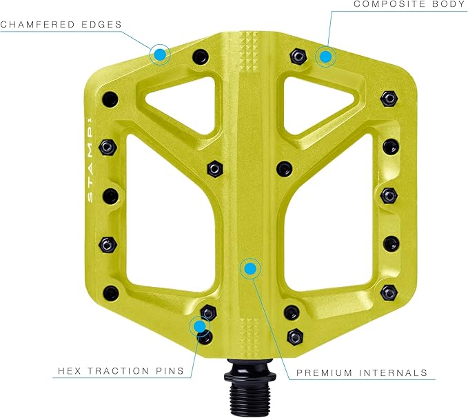 Crankbrothers Stamp Flat MTB Pedals - Size-Specific, Lightweight, Versatile, Durable Bike Pedals