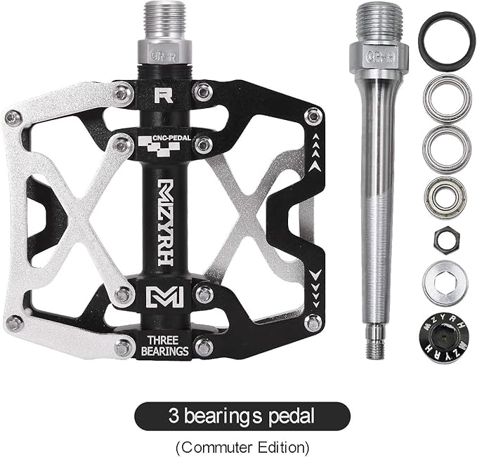 MZYRH Mountain Bike Pedals, Ultra Strong Colorful CNC Machined 9/16" Cycling Sealed 3 Bearing Pedals