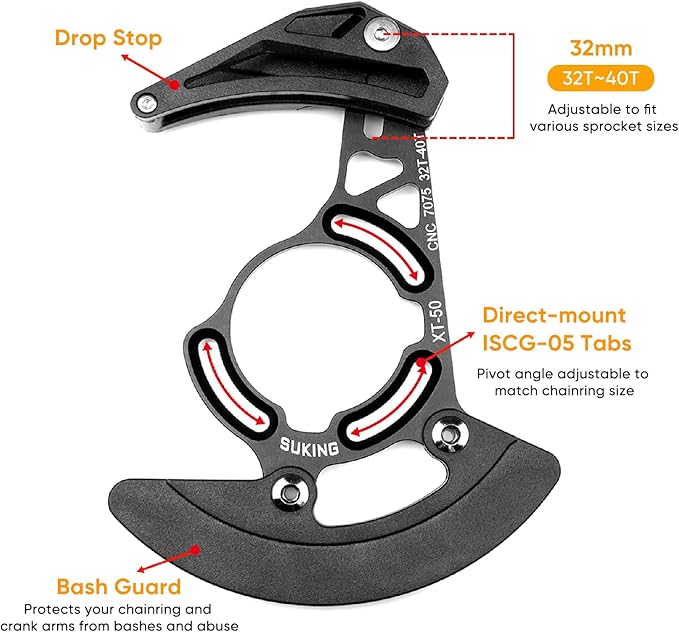 BESNIN Chain Guide 32-40T Single Disc MTB Chain Guide High-Strength Aluminum Alloy Mountain Bike Chain Guard for ISCG05 Mounting Systems