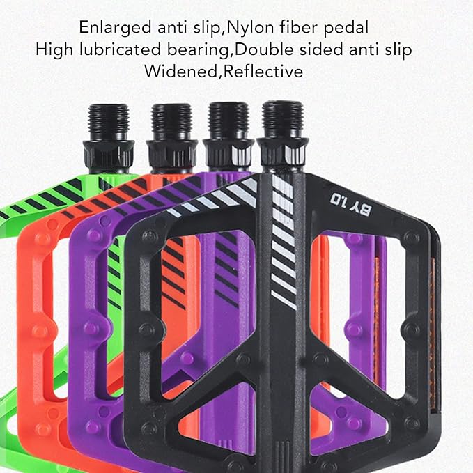 Cycle Pedal Nylon Fiber Enlarged Anti Slip Flat Platform Pedal for Road Mountain Cycle Lightweight Robust Durable Universal Fit 1 Pair (Purple)