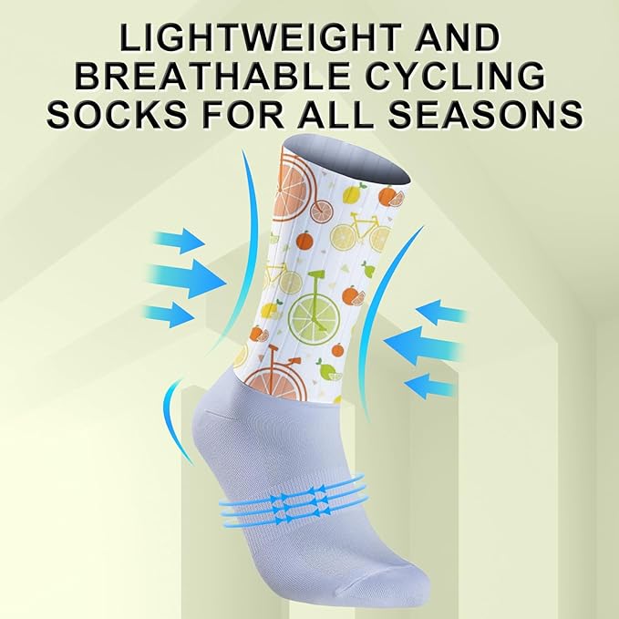 Cycling Socks Athletic Crew Socks Breathable Cushioned Compression Running Hiking Socks For Mens Womens