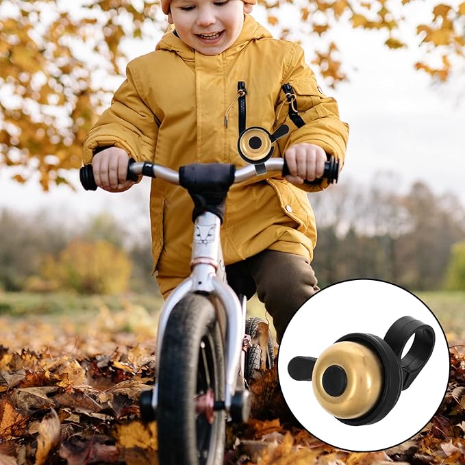 BESPORTBLE Mini Bike Bell for Handlebars, Gold Aluminum Alloy Bicycle Ring, Lightweight Vintage Bike Bell for Road and Mountain Cycling Accessories, Adult Scooter Compatible