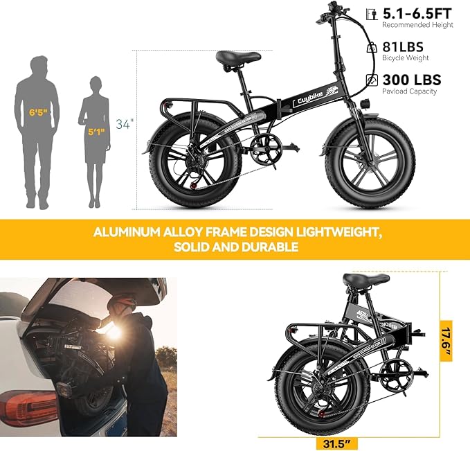 Folding Electric Bike for Adults and Seniors, 1000W Motor 48V 20AH Battery 30MPH 80 Miles, 20" Fat Tire All Terrain Ebike, 7-Speed Commuter E Bike, Step-Thru Electric Bicycle for Women and Teens