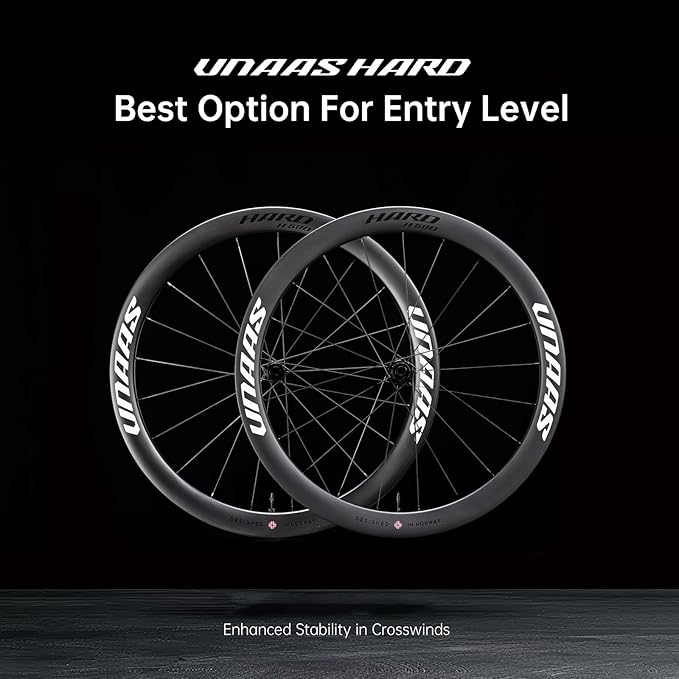 WINSPACE UNAAS Hard Carbon Fiber Wheelset 700C Disc Brake 50mm Depth Ultralight 1609g Road Bike Wheels, Tubeless Ready Pillar 1423 Spoke.
