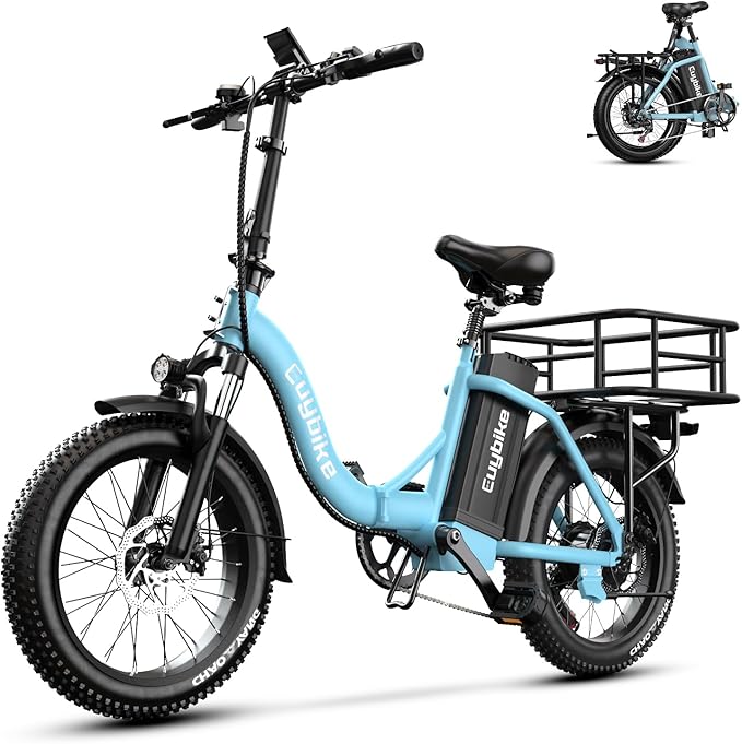 Folding Electric Bike for Adults with Peak 1000W Motor, 48V 20AH Battery up to 30MPH 80 Miles, 20" Fat Tire All Terrain Ebike, Front Suspension 7-Speed Commuter E Bike, Step-Thru, UL Certified