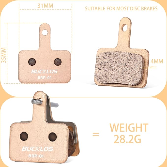 BUCKLOS Bike Disc Brake Pads for TRP Tektro Shimano MT200 Deore Br-M575 M525 M515 T615 T675 M505 M495 M486 M485 Ridstar Q20,Bicycle Disk Brakes Pads for Mountain Bike/Electric Bike/Road/Scooter/Ebike