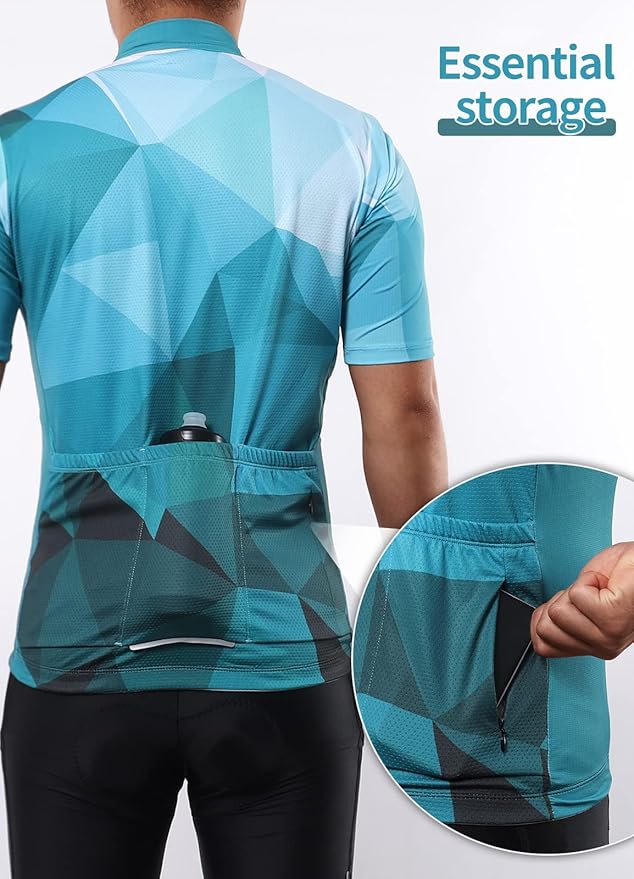 BERGRISAR Cycling Jersey Mens Bike Shirts Short Sleeve Bicycle Biking Clothes with Pockets Reflective