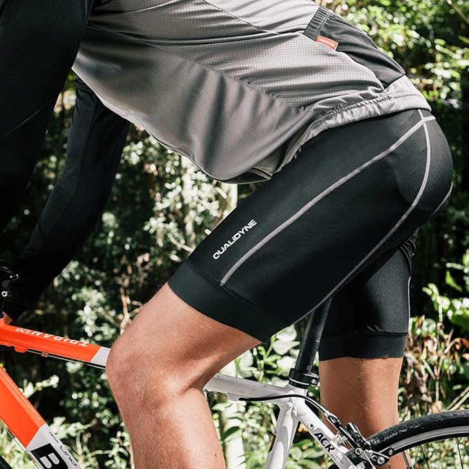 Qualidyne Men's Cycling Bike Shorts 3D Padded Biking Pants Cycle Shorts