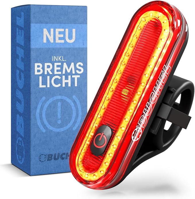 Büchel COB Bike Tail Light - Brake Sensing Technology - Ultra Bright Bike Rear Light LED -and Tool-Free Mounting I Rechargeable and Long-Lasting Rear Bike Light - Bicycle Lights for Night Riding