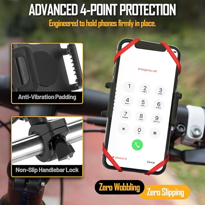 TruActive Premium Bike Phone Mount Holder for Kids and Teens | Universal Cell Phone Mount for 4"-7" Phones | Includes 6 Reusable Color Bands | Tool-Free Handlebar Mount Install for Boys & Girls Bikes