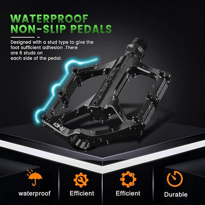 Mountain Bike Pedals,Road/MTB Flat Pedals, Non-Slip Lightweight Aluminum Alloy Bicycle Pedals, Fits 9/16" Road Mountain BMX MTB Bike Pedal