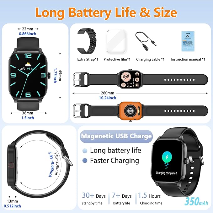 Smart Watch for Women Men with Text and Call, 2026 New AI Smartwatches with Heart Rate/SpO2/Sleep/Stress Monitor, 100+ Sports Modes, GPS Fitness Watches Compatible with iOS/Android