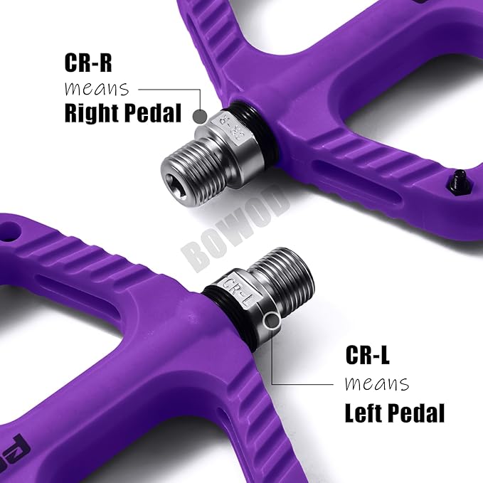 MTB Pedals Flat Mountain Bike Pedals Adult, Light and Wide Nylon Composite Bicycle Platform Pedal w Grippy Pins, 9/16" Cr-Mo Spindle 2 Bearings, Clipless Pedals for BMX Gravel Road E.Bike 9/16"