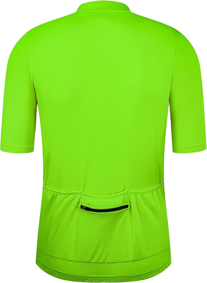 Men's Cycling Jersey Short Sleeves Bike Jersey 1/3 Zipper Solid Color Club Fit, Biking Cycling Shirt Zipper Pocket