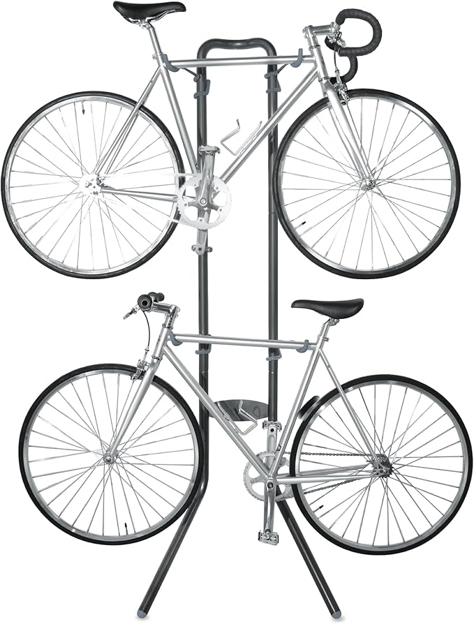 Rugged 2 Bike Rack for Garage & Home by Delta Cycle – No Drilling Required – Fully Adjustable Gravity Storage Rack for Any Style Bicycle – Leaning Wall Rack Holds Up to 100 lbs