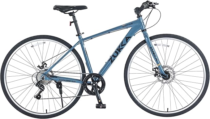 700C Road Bike with Light Aluminum Alloy Frame, 28 Inch Wheels City Bicycle with Dual Disc Brakes,7 Speeds Faster Racing Bike for Men Women Student, Sport Bike to School Work,4 Colors