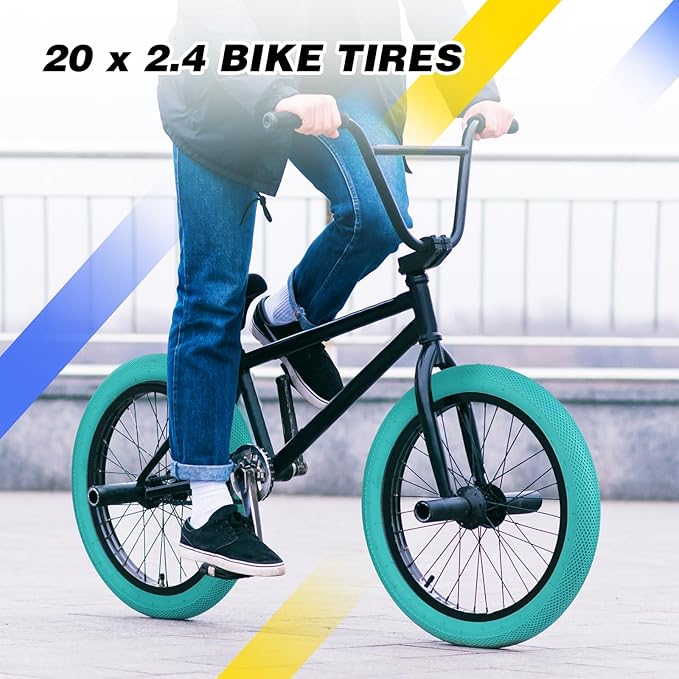 20 x 2.4 inch Bike tire Blue BMX tire 20 inch 2 Pack 20 Bike Tires,Kids Bike Tires Folding Replacement Tires Suitable for Bicycle Tires 20x2.35 20x2.4,20x2.5,3 Colors