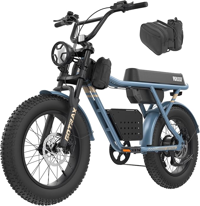 Gotrax R7 Electric Bike for Adults, 750W Motor, 25mph, Max 45-Mile Range, 20" Fat Tire, UL Certified, 48V Removable Battery, Oversized Padded Seat, Basket&Frame Bag, Easy Assembly for City&All-Terrain