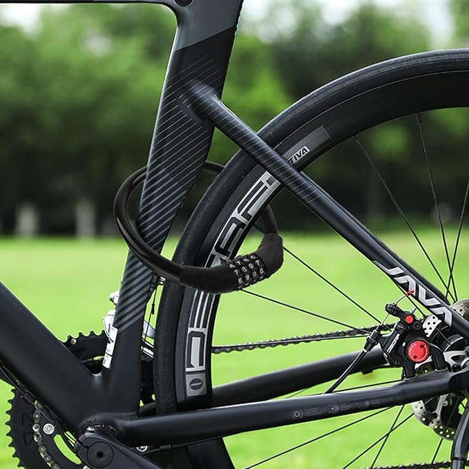 Bike Lock Cable, Bike Locks Heavy Duty Anti Theft, 2 Pcs Security 4 Digit Resettable Combination Bike Cable Lock, Portable Code Lock Cable for Bicycle, Black