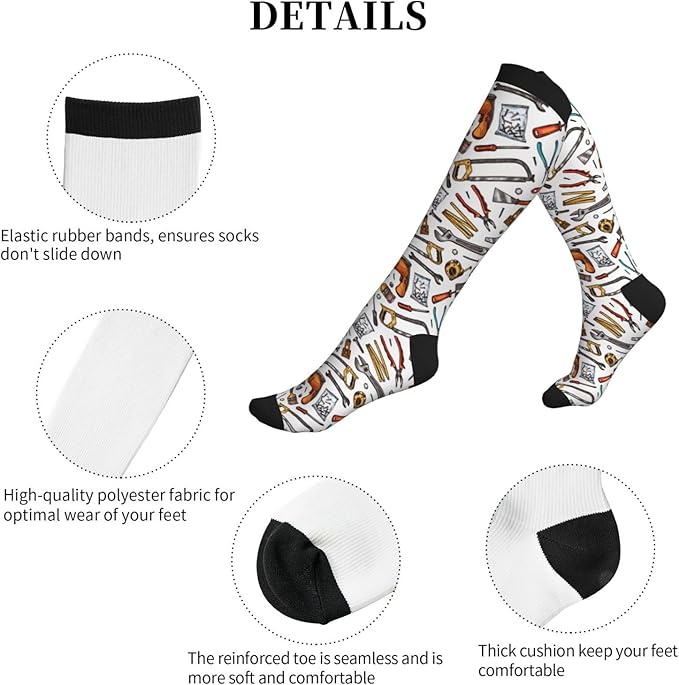 bassyil Compression Socks for Women & Men Circulation 15-20 mmHg Knee High Best Support for Nurses Travel Running Athletic