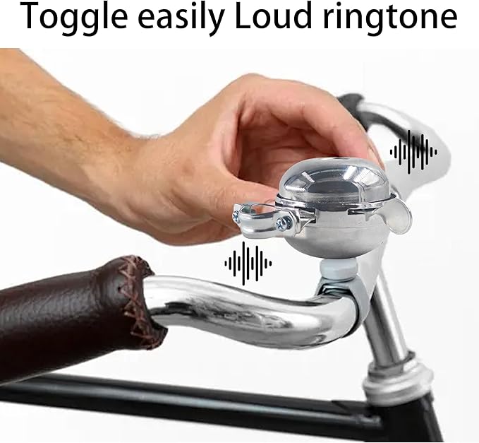 Classic Chrome Rotary Double-Sided Metal Bicycle Bell, Retro Handlebar Bell for Vintage Bike, Tricycle Retro Bicycle, Loud Crisp Sound Alarm for Safety Cycling