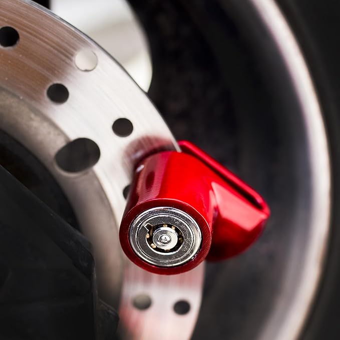 Disc Brake Lock for Motorcycle Accessories Heavy Duty Bike Bicycle Anti Theft Lock Compact Electric Scooter Ebike Powersports Wheel Hover Disc Locks (Red)