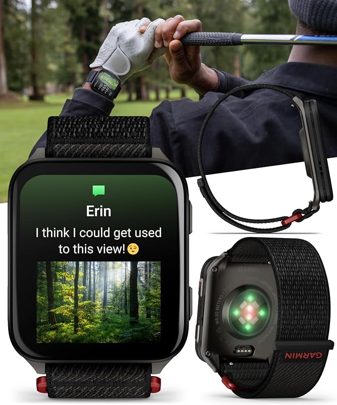 Wearable4U Garmin Venu X1 Thin and Lightweight GPS Smartwatch, AMOLED Display, Black with Slate Titanium Comfort Fit Nylon Band Black Earbuds Bundle