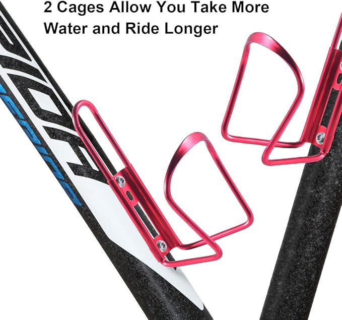 Alloy Aluminum Lightweight Bike Water Bottle Holder - 2 Pack for MTB & Road Bike