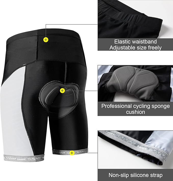 Santic Men's Cycling Shorts Padded Bicycle Riding Pants Bike Biking Clothes Cycle Wear Tights