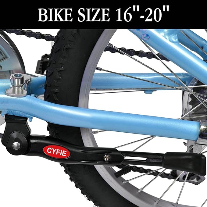 Cyfie Kickstand for 16 18 20 Inch Kids Bicycle, Bike Kickstand Center Mount Adjustable Aluminum Alloy Kick Stands for 16-20 Inch Kids Mountain Bike/Road Bike