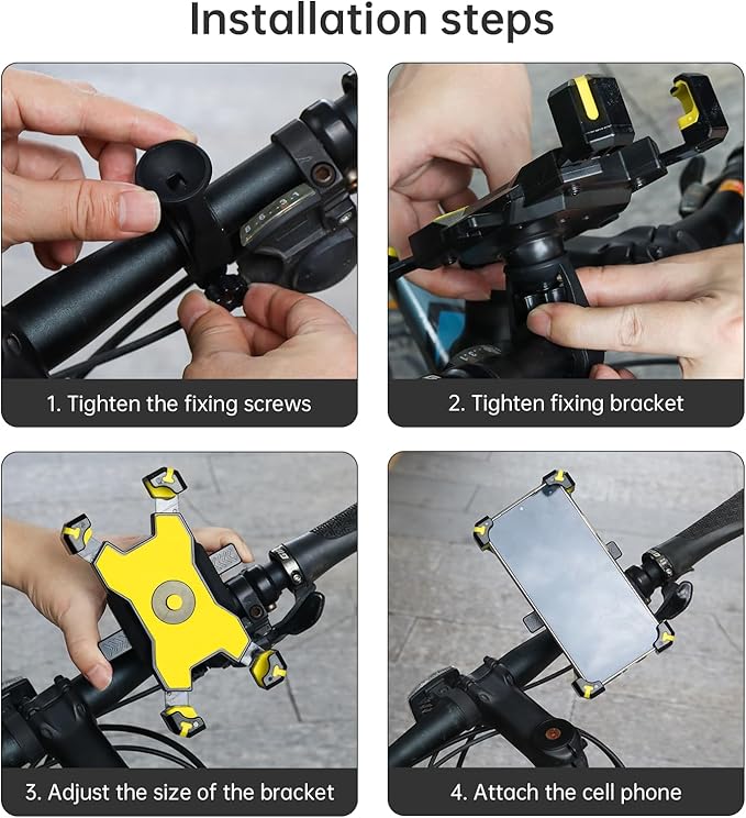 Bike Phone Mount Holder Motorcycle Handlebar Phone Mount Clamp One Hand Operation ATV Scooter Phone Clip for iPhone 12/11 Pro Max/X/XS, Galaxy S10 and 4.7"- 6.8" Cellphone