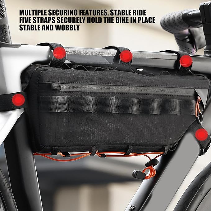 Bike Pouch Waterproof Top Tube Bag - Cycling Storage Organizer | Polyester Bicycle Frame Bag for Mountain Road Bikes Hiking Commuting Outdoor Adventure Gear Holder