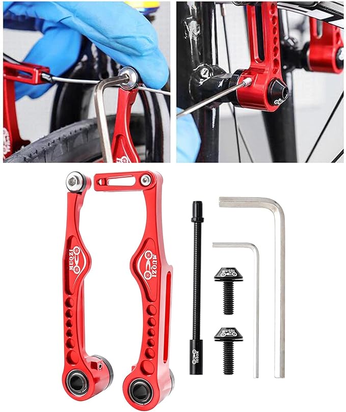 Linear Pull Bike V Brakes Front Rear Set Replacement Fit,Aluminum Alloy V-Type Bike Brake Set for Road Bike Bike BMX Repairing Accessories
