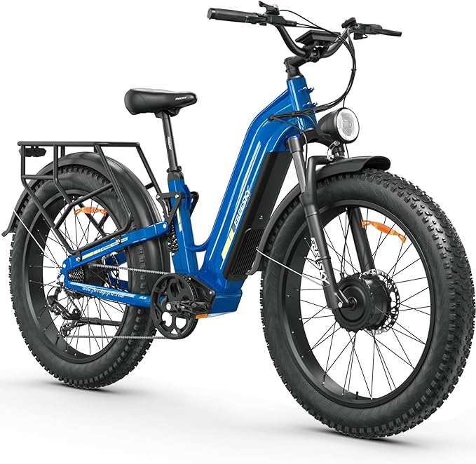 FREESKY Ranger AIR Dual Motor Electric Bike for Adults, 3500W 200NM Fast Ebike,105Miles Long Range E Bike,Full Suspension Electric Mountain Bike, 26'' Fat Tire Electric Bicycle for Man Womens Hunters