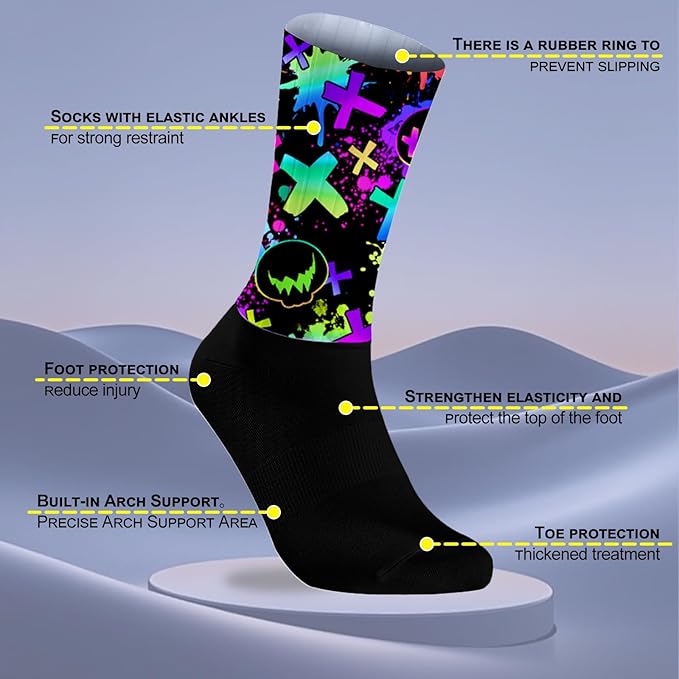 Cycling Socks Athletic Crew Socks Breathable Cushioned Compression Running Hiking Socks For Mens Womens