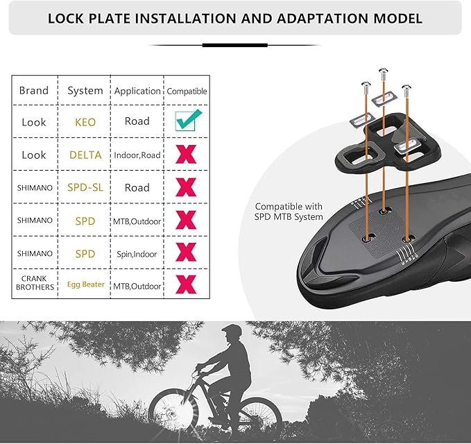KOOTU KEO Bike Pedals 9/16" Universal Road Bike Pedals Bicycle Platform Pedals Clipless Pedals Suitable for Road Bike Spin Bike MTB Indoor Bike